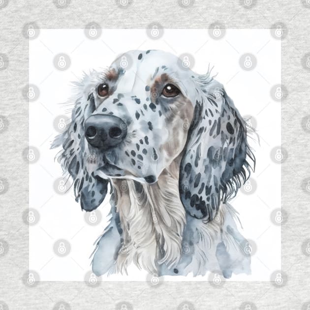 English Setter Portrait Watercolor Style by designs4days